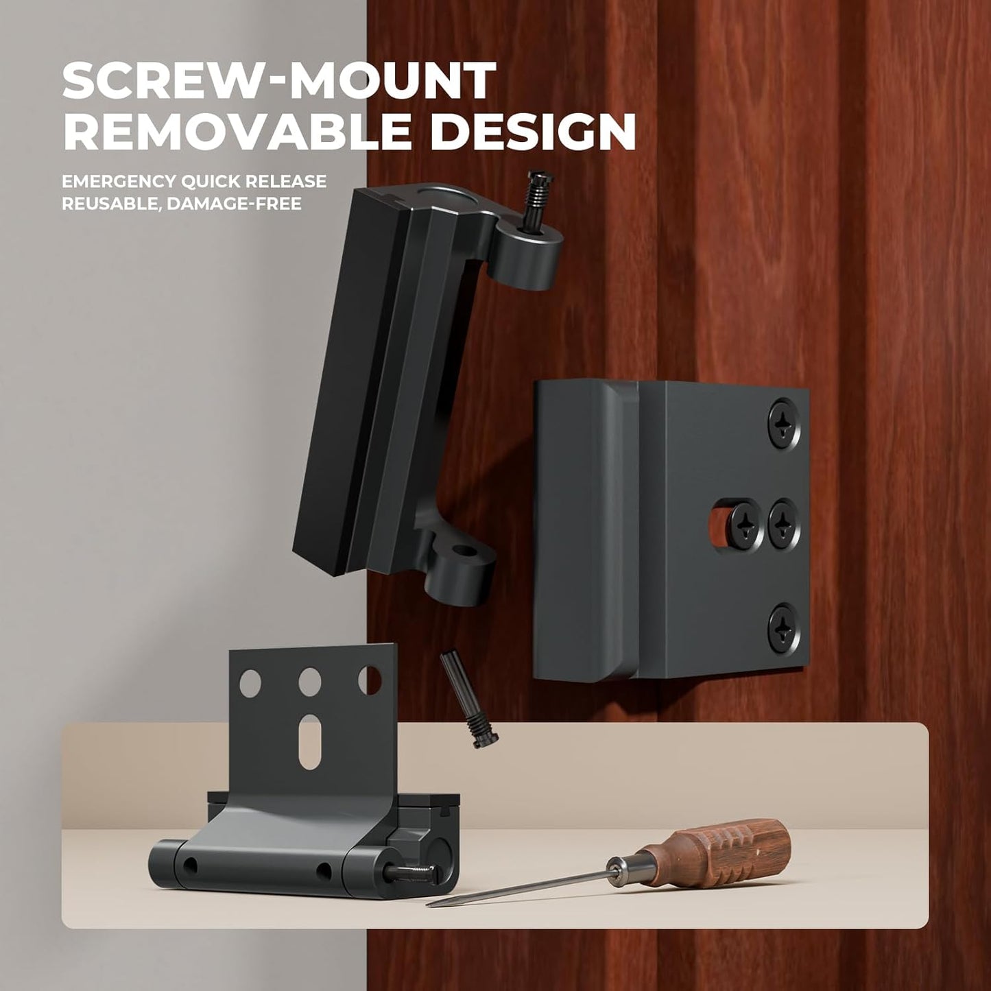 2 Pack Home Security Door Reinforcement Lock, Childproof Safety Door Lock Latch Stopper, Removable Screw-Mounted, Prevent Home Unauthorized Entry, Aluminum Construction, Withstands 800 lbs