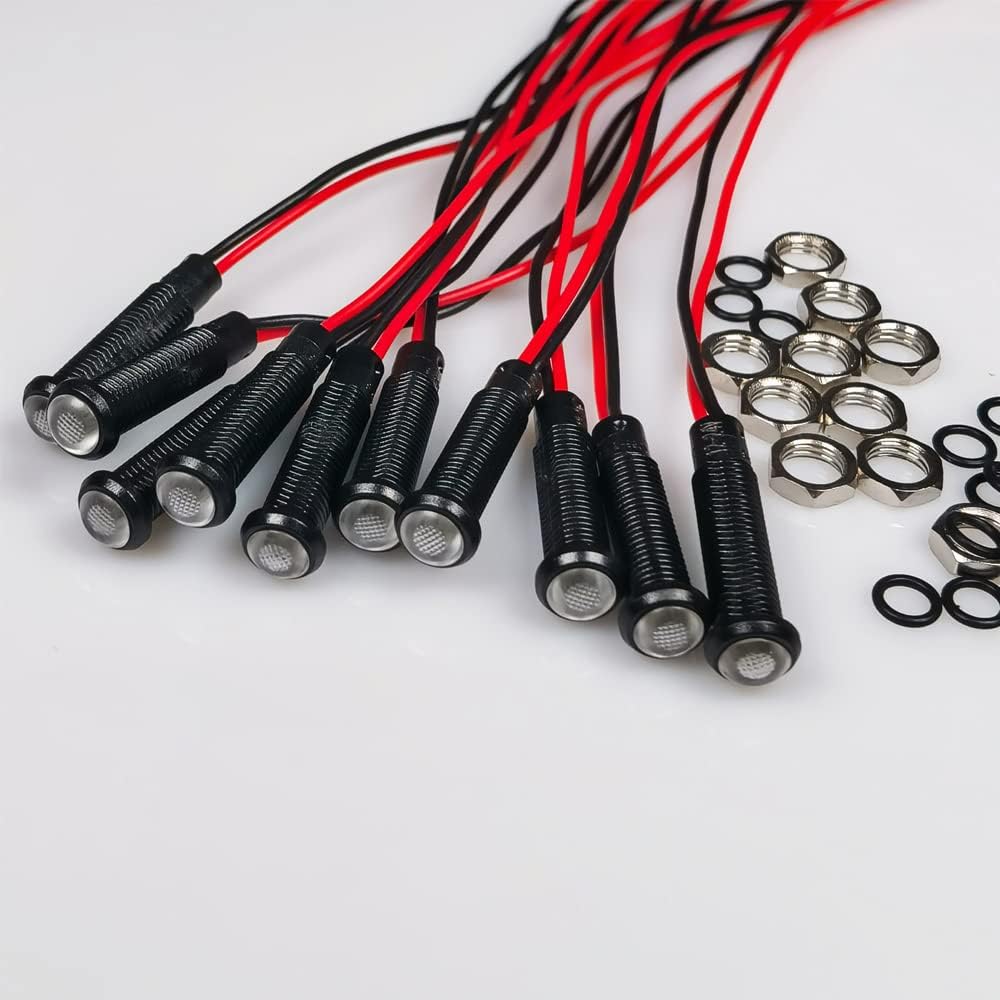 10pcs LED Plastic Indicator Pilot Light 110VAC Mounting Hole Size 6mm(White)