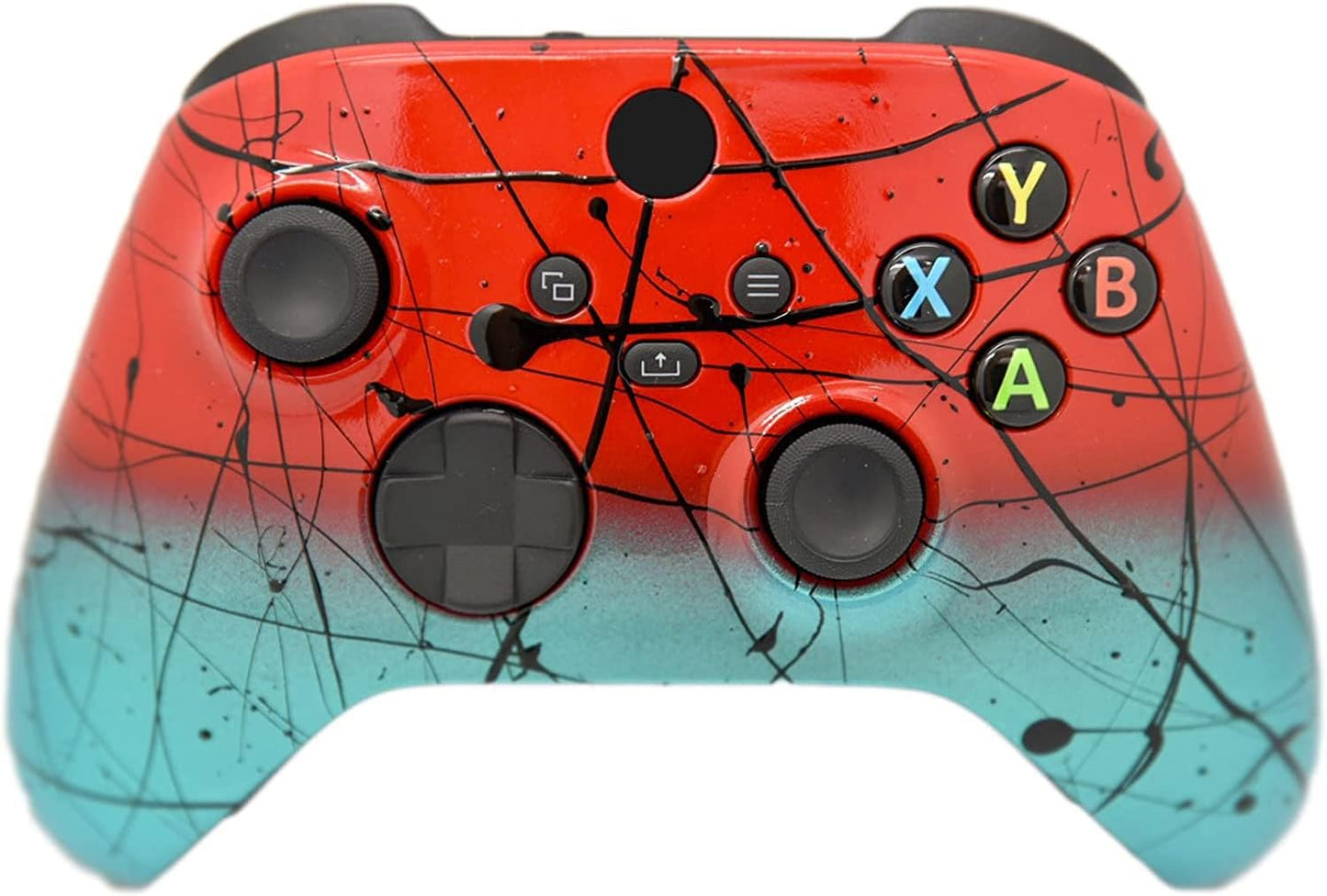 Hand Airbrushed Fade Custom Controller Compatible with Xbox Series X/S & Xbox One (Series X/S Red & Teal)
