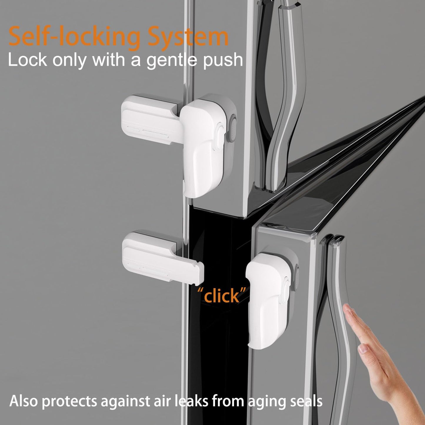 2 Pack Upgrade Child Proof Refrigerator Lock with Two Ways to Open, Home Fridge Freezer Door Lock Latch Catch to Keep Door Closed, no Tools Need or Drill (White)