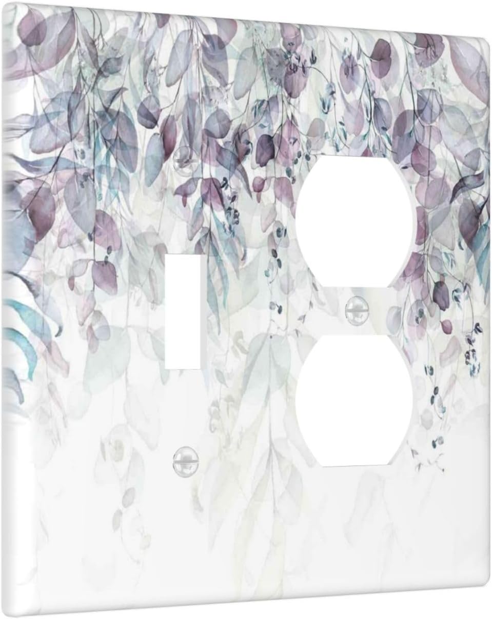 Hazy Leaves Ivy Nature Plants Eucalyptus Leave Wallplates 1 Toggle 1 Duplex Switch Plate Electrical GFCI Faceplate Decorative Light Switch Covers for Bedroom Home Decor