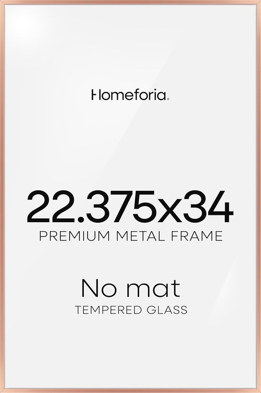 Homeforia 22.375x34 Silver Puzzle Frame, High End Metal 22.375 x 34 Picture Frames without Mat, 34x22.375 Thin Poster Frame for Wall, 22.375by34 Puzzle Print Frames, Tempered Glass, Wall Kit, Set of 1