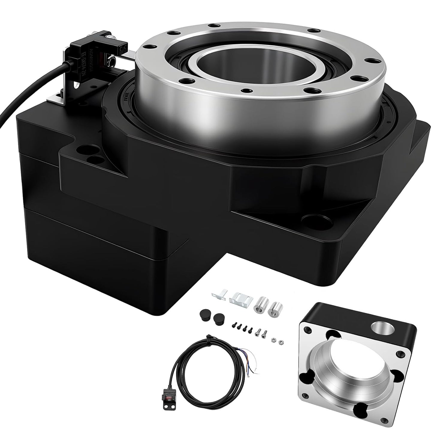 Hollow Rotary Actuator Ratio 10:1 Hollow Rotating Table Precision Rotary Reducer High Accuracy Hollow Rotary Platform for NEMA23 6.35mm 8mm Shaft/60 mm Servo Motor 14mm Shaft Alternative Cam Indexer