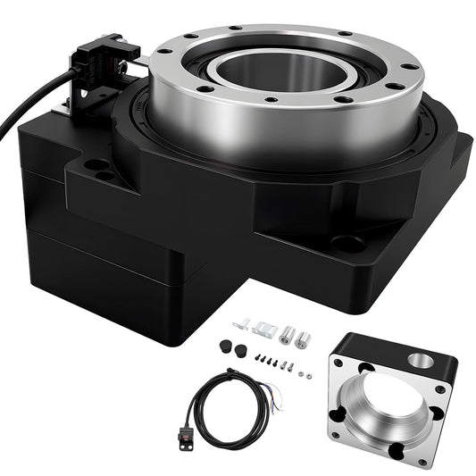 Hollow Rotary Actuator Ratio 10:1 Hollow Rotating Table Precision Rotary Reducer High Accuracy Hollow Rotary Platform for NEMA23 6.35mm 8mm Shaft/60 mm Servo Motor 14mm Shaft Alternative Cam Indexer