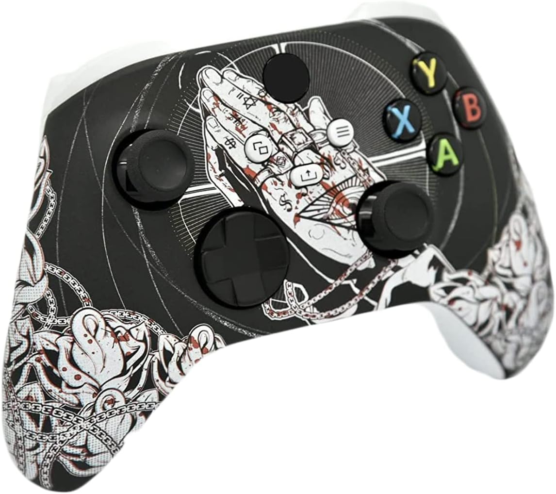 Hand Airbrushed Fade Custom Controller Compatible with Xbox Series X/S & Xbox One (Series X/S Bloody Forgiveness/White)