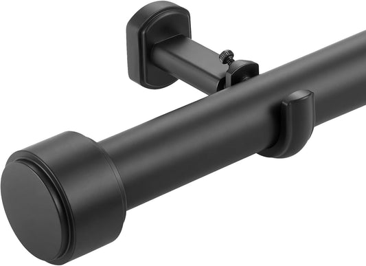 Heavy Duty Curtain Rods,1 1/4" Large Diameter Premium Nonadjustable Curtain Rod,108in/9ft Custom Window Treatment Rods with Durable Aluminum Brackets and End Caps,Black Finish