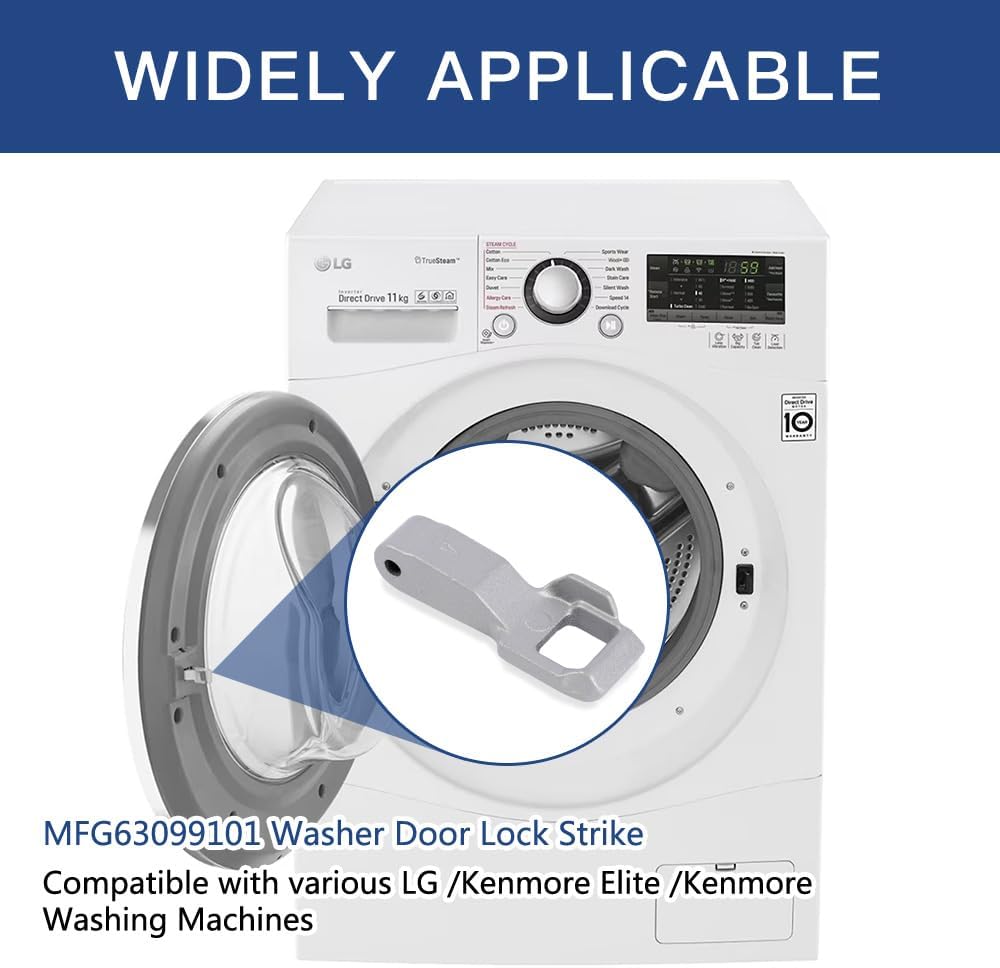 2Pcs MFG63099101 Washer Door Lock Strik for LG/Kenmore Washing Machine, Door Latch Hook Locker Replacement Part