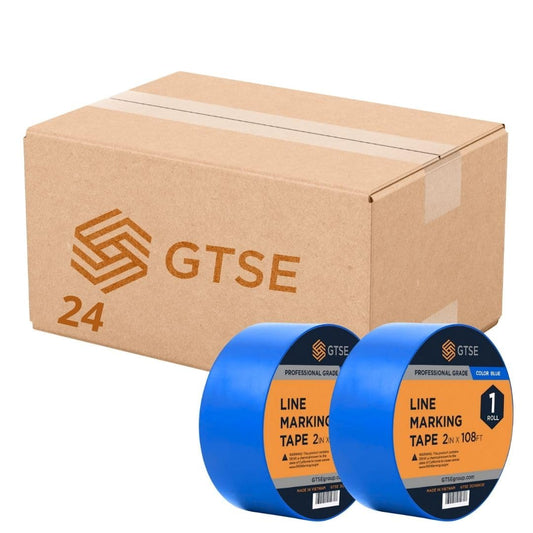 GTSE 2 inch x 108 ft Blue PVC Vinyl Floor Tape, 24 Rolls, Safety Marking Tape, 6 mil Thick, Suitable for Dance Floors, Gyms, Warehouses, Sports Facilities