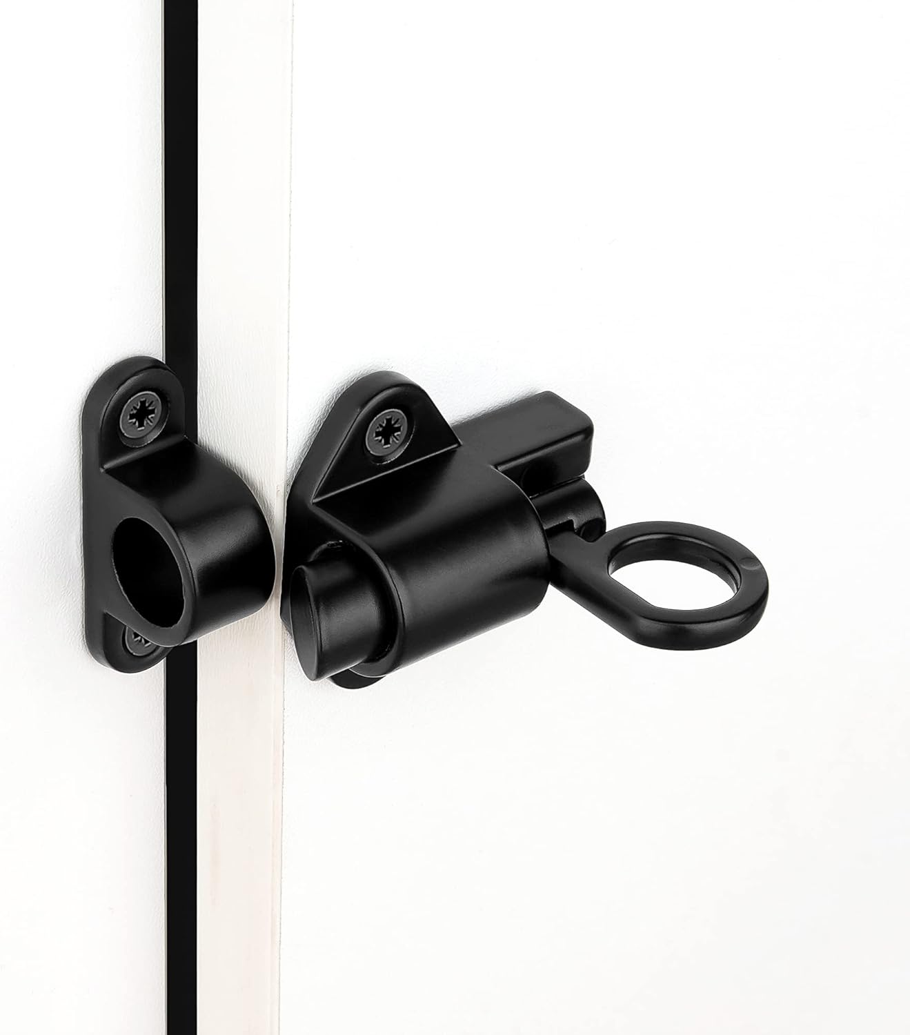 2 Packs Self-Closing Latches，Black Spring Door Lock，Resilient Bolt Latch Aluminum Alloy Safety Automatic Spring Barrel Door Lock with Screws，Used for Wooden Door，Wooden Window and Cabinet etc