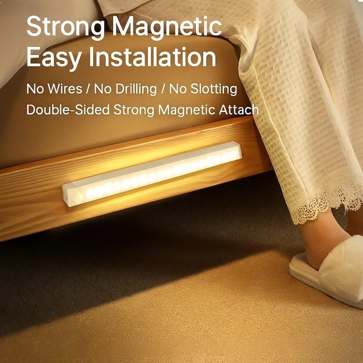 Punch-Free Smart Sensor Magnetic Rechargeable Led Lights, Sensor Magnetic Rechargeable Led Lights, Under Cabinet Lights, for Stairs,Wardrobe,Cabinet (White Light, 30cm/11.8in)