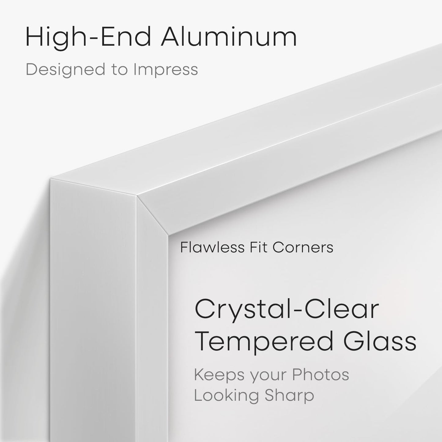 Homeforia 15x15 Picture Frame White, High End Metal 15 x 15 Square Poster Frames with Mat 11 x 11 Photo, 15x15 White Frame Matted to 11x11 Print, 15by15 Thin Frames, Tempered Glass, Wall Kit, Set of 1
