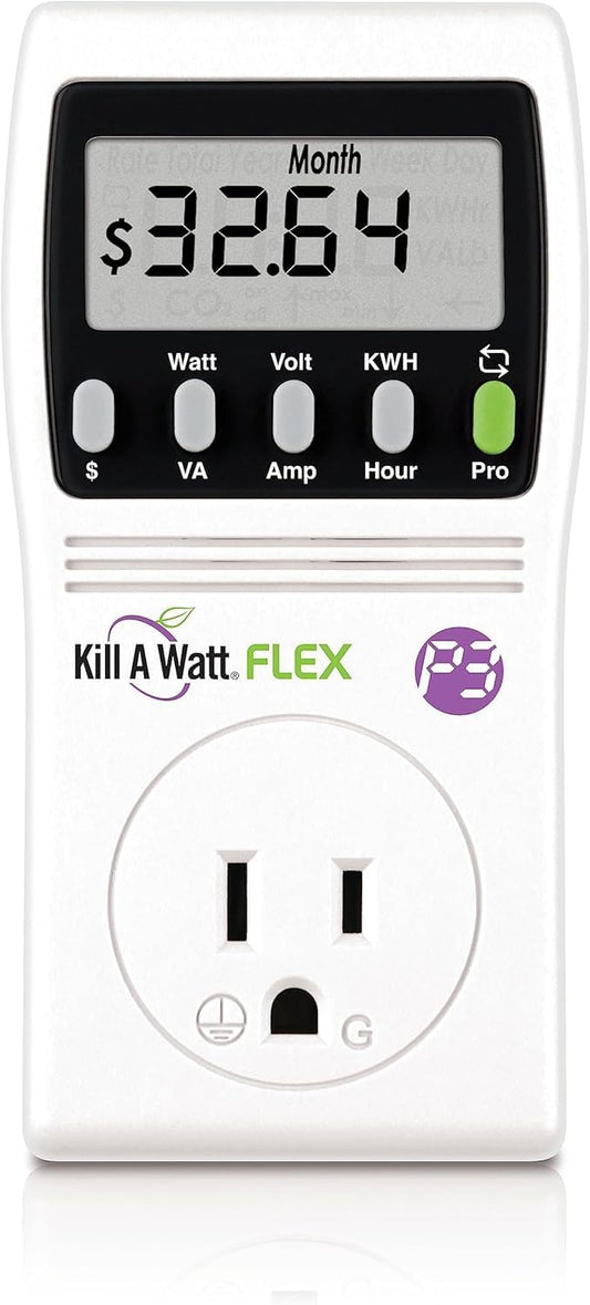 2-Pack P3 International P4456 Kill A Watt Flex Plug-in Electricity Usage + Power Consumption Monitor, Watt Voltage Tester, Electrical Energy Saving Monitor with Auto Cost Calculator