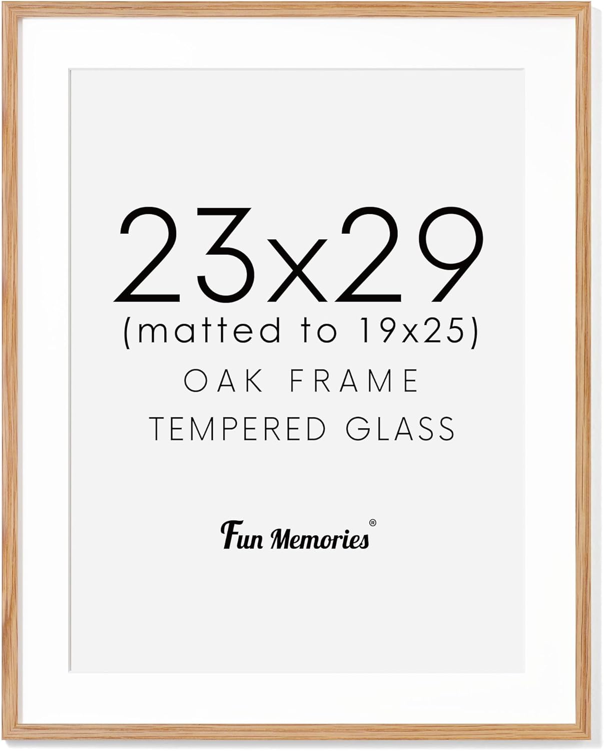 23x29 Oak Wood Frame, 23"x29" Poster Frames, 23 x 29 Picture Frame with Mat for 19x25, Rustic Wood Frames 23 x 29 with Real Glass, 23" x 29" Art Frame, 23x29 Puzzle Frames (Natural Oak Color, 1 Pack)
