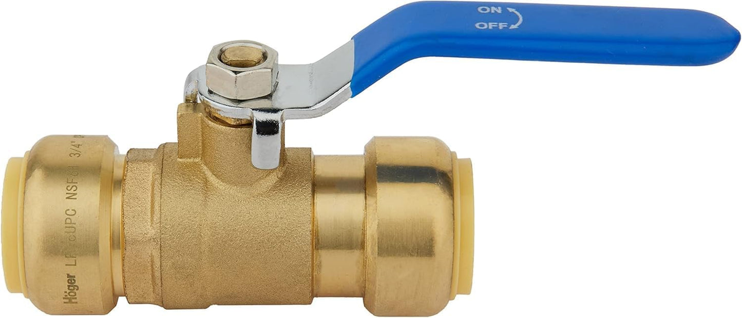 (Pack of 5) EFIELD 1-Inch Push-Fit Full Port Ball Valve with a Disconnect Clip Tool, Blue Level, UPC Certified, LF Brass,(PF-VALVE080-5PCS)
