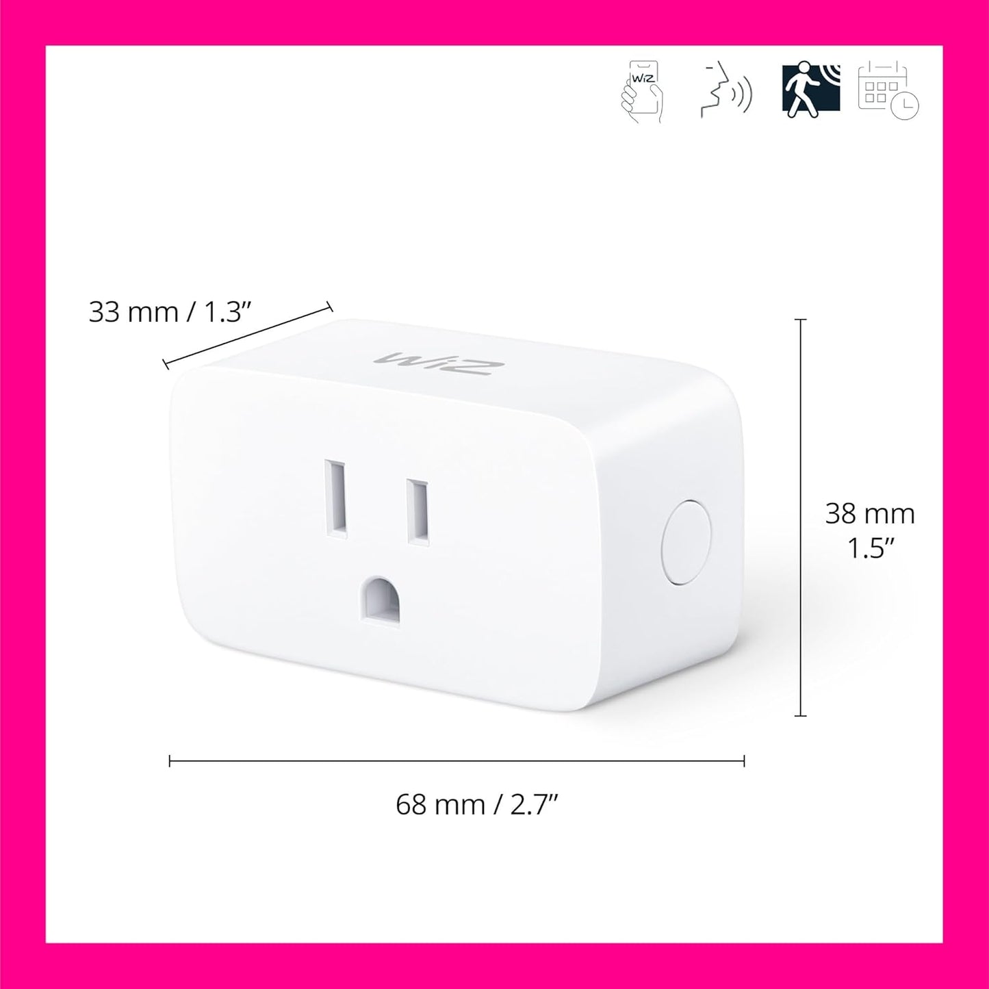 WiZ Smart Wi-Fi Plug - Pack of 3, Smart Outlet Connects to 2.4 GHz Wi-Fi, Voice / App Control, Works with Google Home, Amazon Alexa, and Apple HomeKit, Matter Compatible
