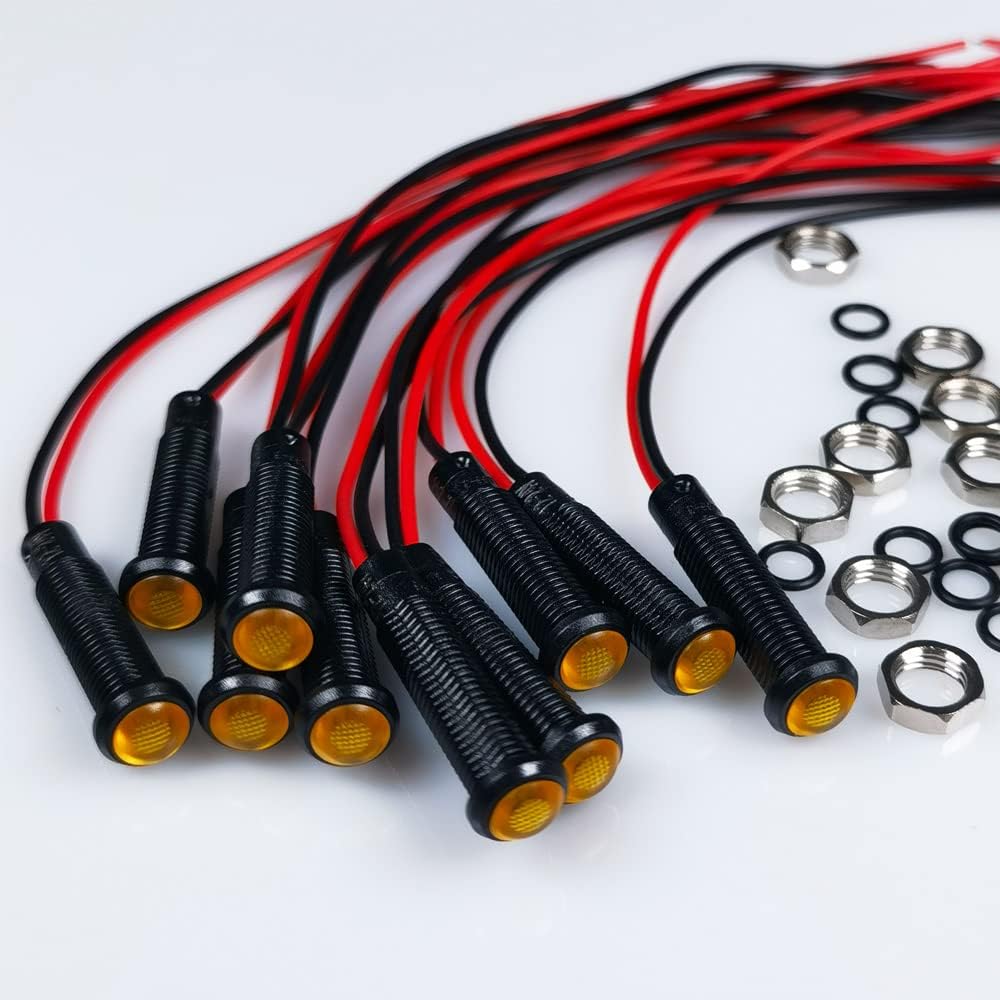 10pcs LED Plastic Indicator Pilot Light 110VAC Mounting Hole Size 6mm(Orange)