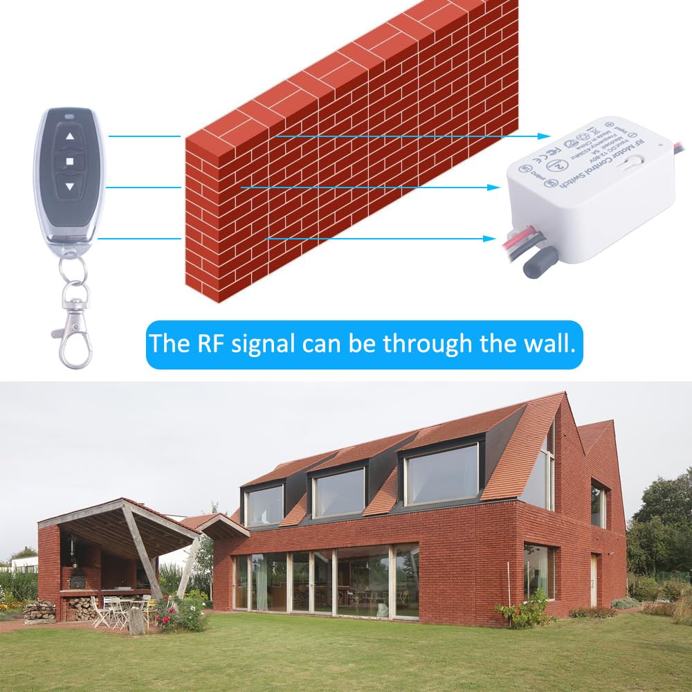 12V 24V 36V 48V DC Motor Remote Control Switch, 12V-80V 5A Wireless Relay Switches Receiver Controller with 2 Transmitters, Remote Controls Motor Move Forward and Reverse (DC 12V-80V/2* Controller)