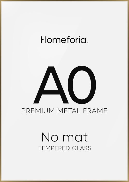 Homeforia A0 Poster Frame Bronze, High End Metal 33.1 x 46.8 inch Large Picture Frames with Mat for 23.4 x 33.1 Photo, A0 Size Brass Frame Matted to A1 Print, 33.1x46.8 Frame, Tempered Glass, Set of 1