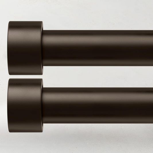 2 Pack Curtain Rods for Windows 48 to 84 Inch(4-7ft), 1 Inch Bronze Adjustable Heavy Duty Long Curtain Rod Set, Modern Style Outdoor Drapery Rods for Patio Bedroom, Size 32"- 90"