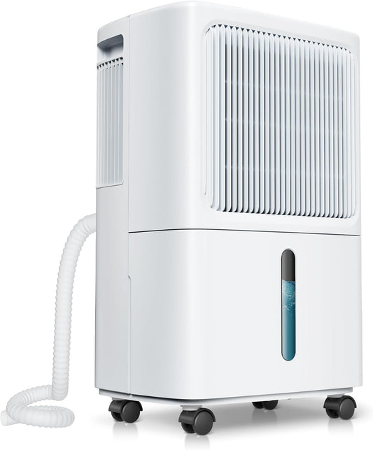 2,500 Sq Ft Home Dehumidifier with Drain Hose, 55 OZ Water Tank, 24 Hr Timer, 34 Pints High Efficiency Compressor for Basement, Bedrooms, Bathrooms and Laundry Rooms