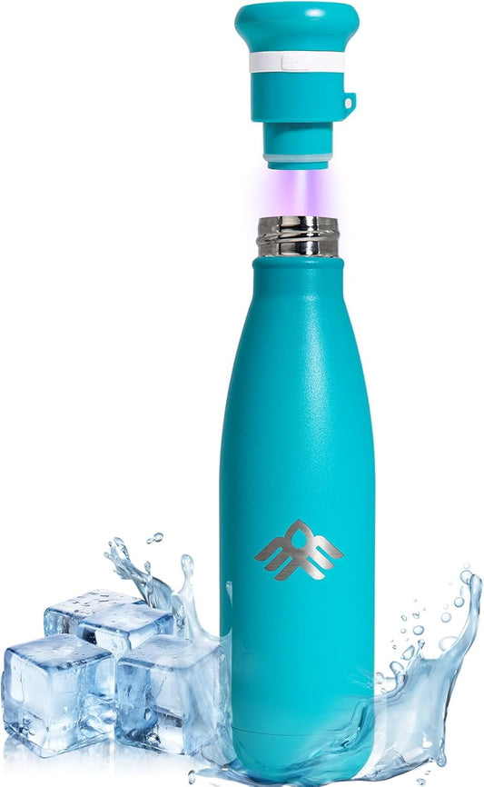27 oz Smart Self Cleaning Water Large Bottle Artic 304 Stainless Steel Insulated Light Purifying Bottle LED + Activated-Carbon Filter USB-C Rechargeable BPA-Free for Outdoor & Sports
