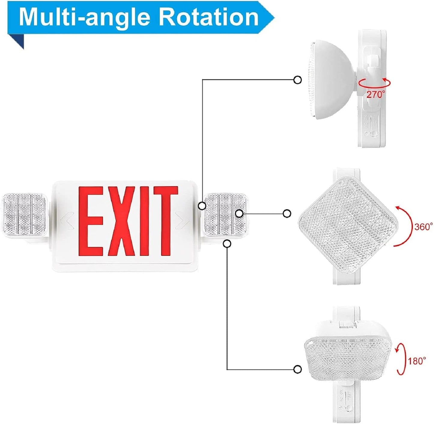 12 Packs LED Exit Sign with Emergency Lights and Back Up Batteries-UL Standard Red Emergency Exit Sign Lighting,Emergency Lights for Business.