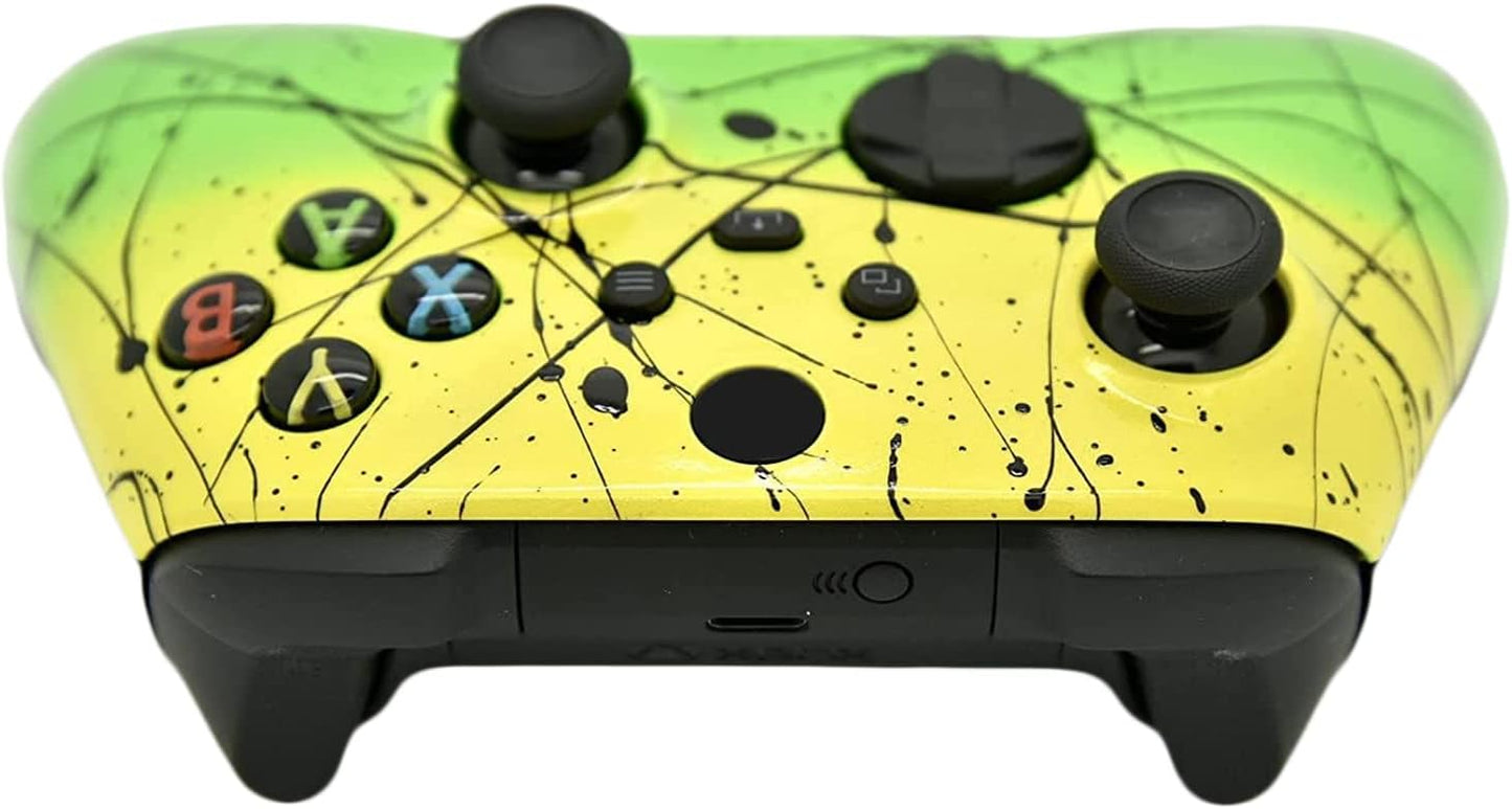 Hand Airbrushed Fade Custom Controller Compatible with Xbox Series X/S & Xbox One (Series X/S Yellow & Green)