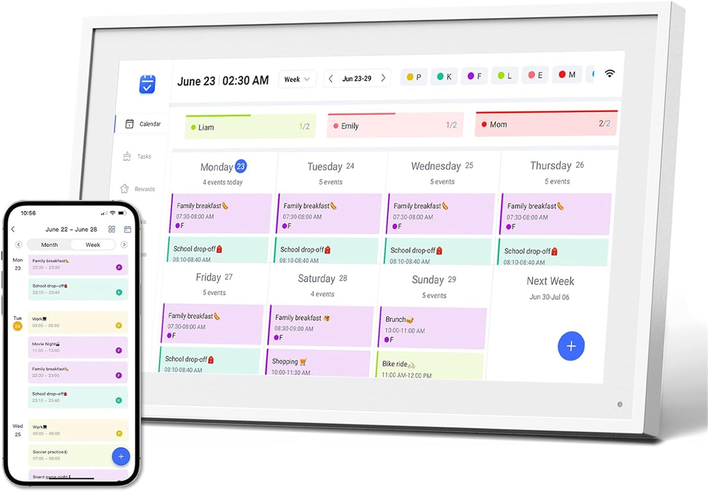 10.1" Digital Calendar, Meal Planner, Duty Chart, to Do List,HD Smart Touch Screen Home Interactive Smart Electron Calender - Built-in Digital Photo Frame Function (white, 10.1)