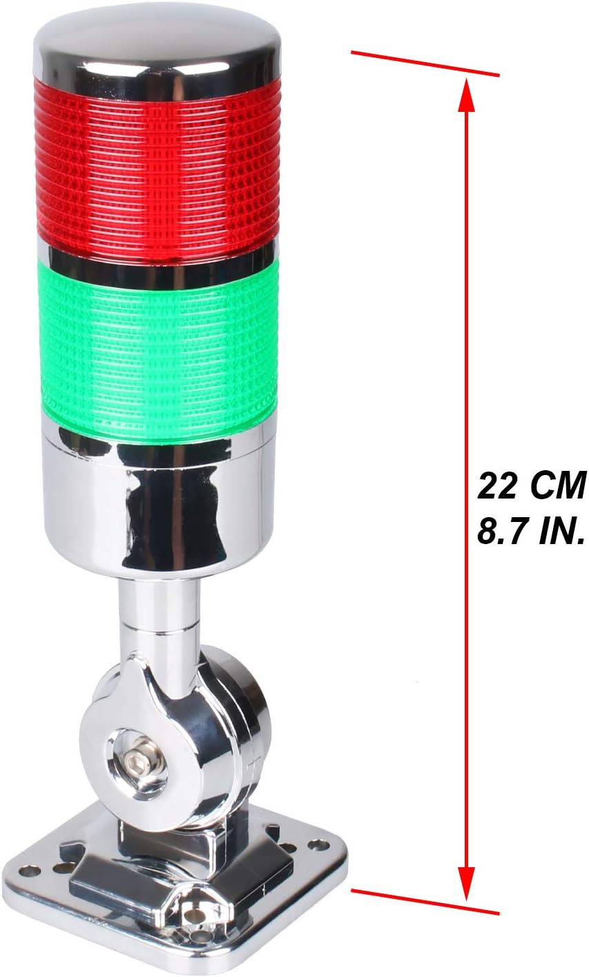 110V to 220V LED Stack Tower Lights, Industrial Warning Lights, Andon Lights, Column Signal Tower Indicator Lamp Beacon, Continuous/Flashing Light Switchable, 2 Layer (Without Buzzer)