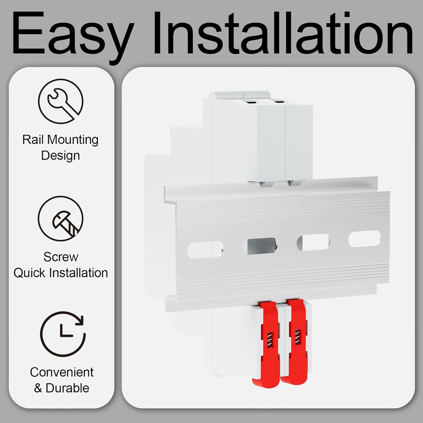 2Pcs C45 DIN Rail Mount Indicator Light, 3 LED Indicator Light, 110 VAC/DC Signal Lamp, with 80 mm DIN Rail & Screws, Ideal Light for Indicating Circuit Status, CE (Red, Green, Yellow)