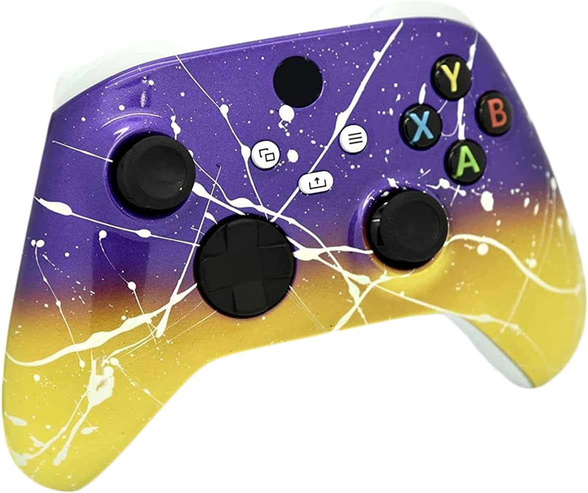 Hand Airbrushed Fade Custom Controller Compatible with Xbox Series X/S & Xbox One (Series X/S Purple & Yellow White Drip)