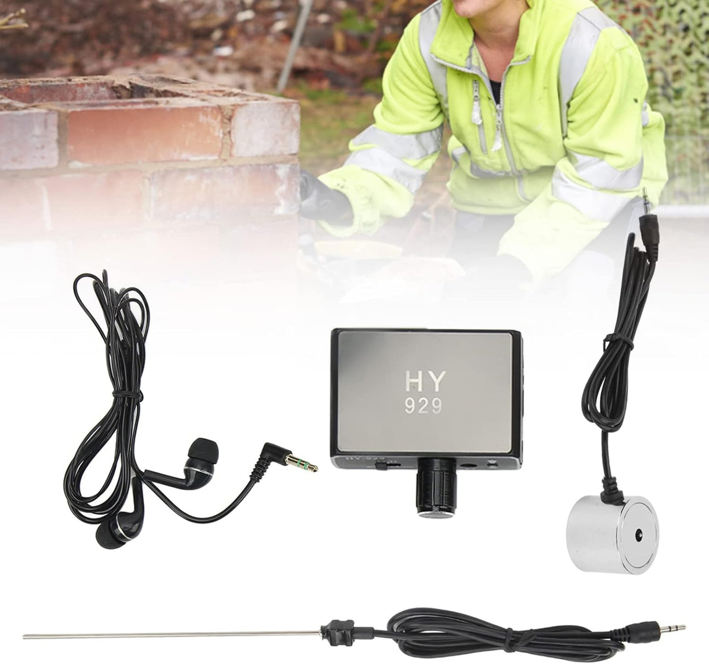 20000X Underground Water Leak Detector, -70D db Double Probe Water Leak Detection Device, AC100-240V US Plug Water Pipe Monitor Kit for Construction Pipeline Inspection