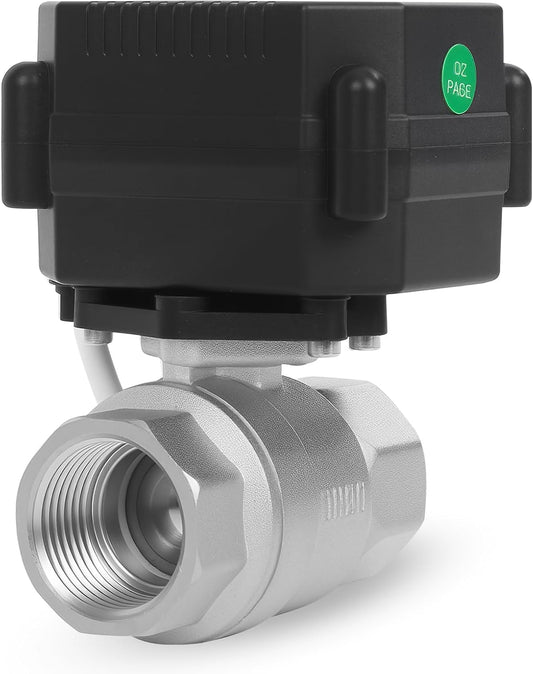 1" Motorized Ball Valve - 9-24V AC/DC Electric Water Valve 2 Wire Auto Return,with Full Port,Stainless Steel