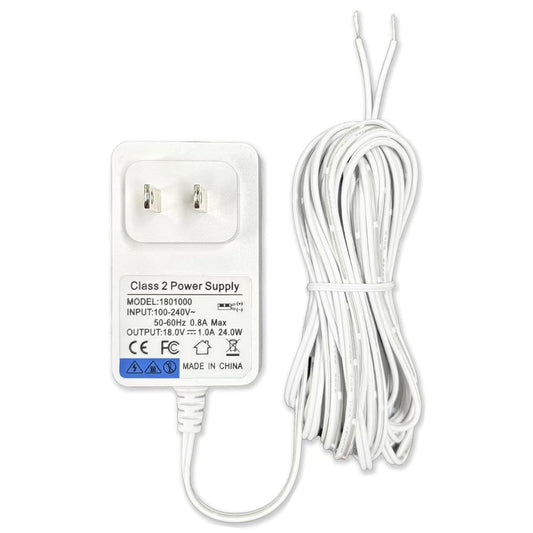 18V DC Video Doorbell Power Adapter, Power Supply Transformer for Ring, Nest, Eufy, Wyze, Arlo, 19.6 ft Cable, White