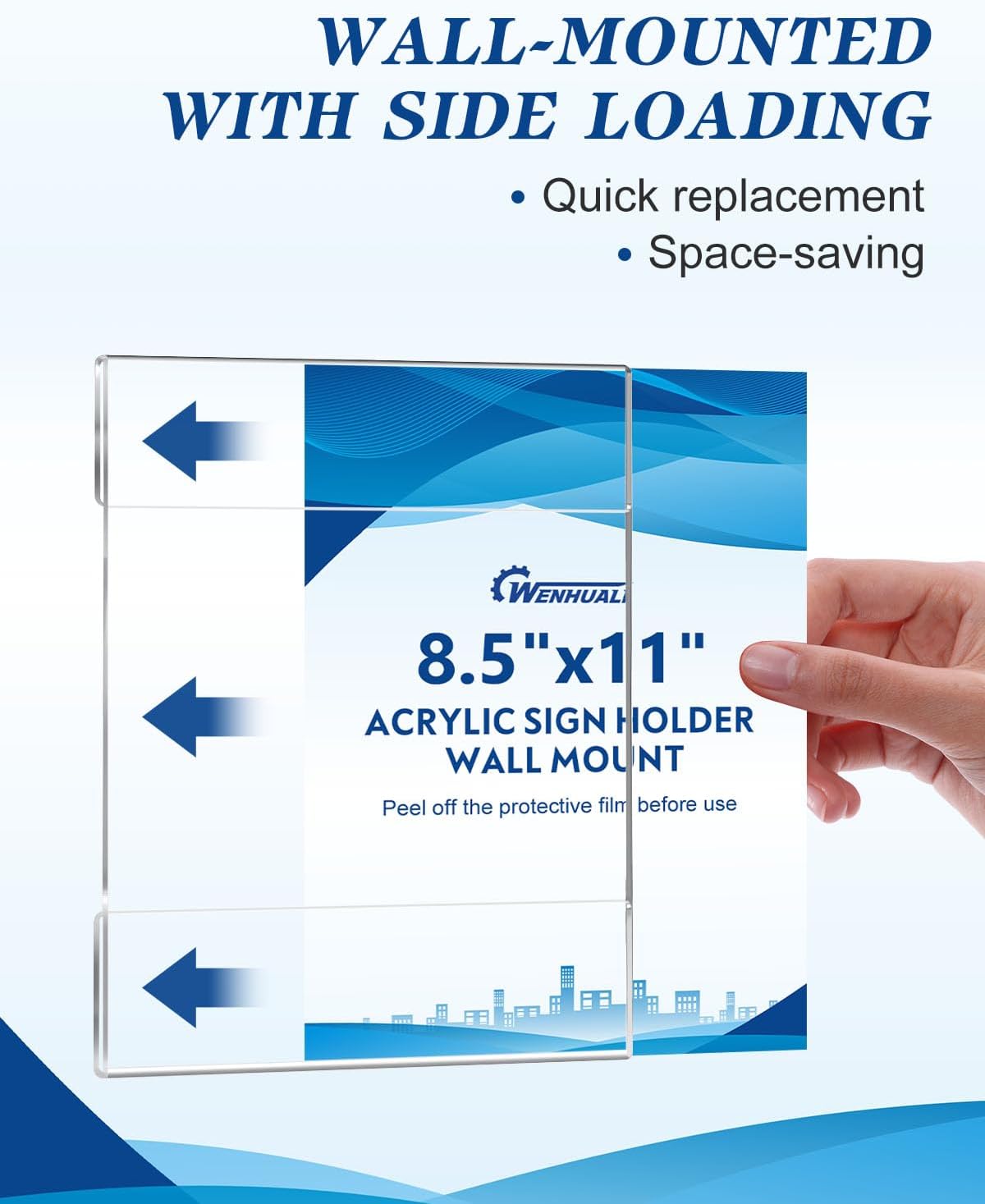 20 Pack Acrylic Sign Holder 8.5 x 11 Wall Mount Sign Holders, Clear Acrylic Wall Frame with Double Sided Tape for Office, Home, Business-Vertical (20 Pack)