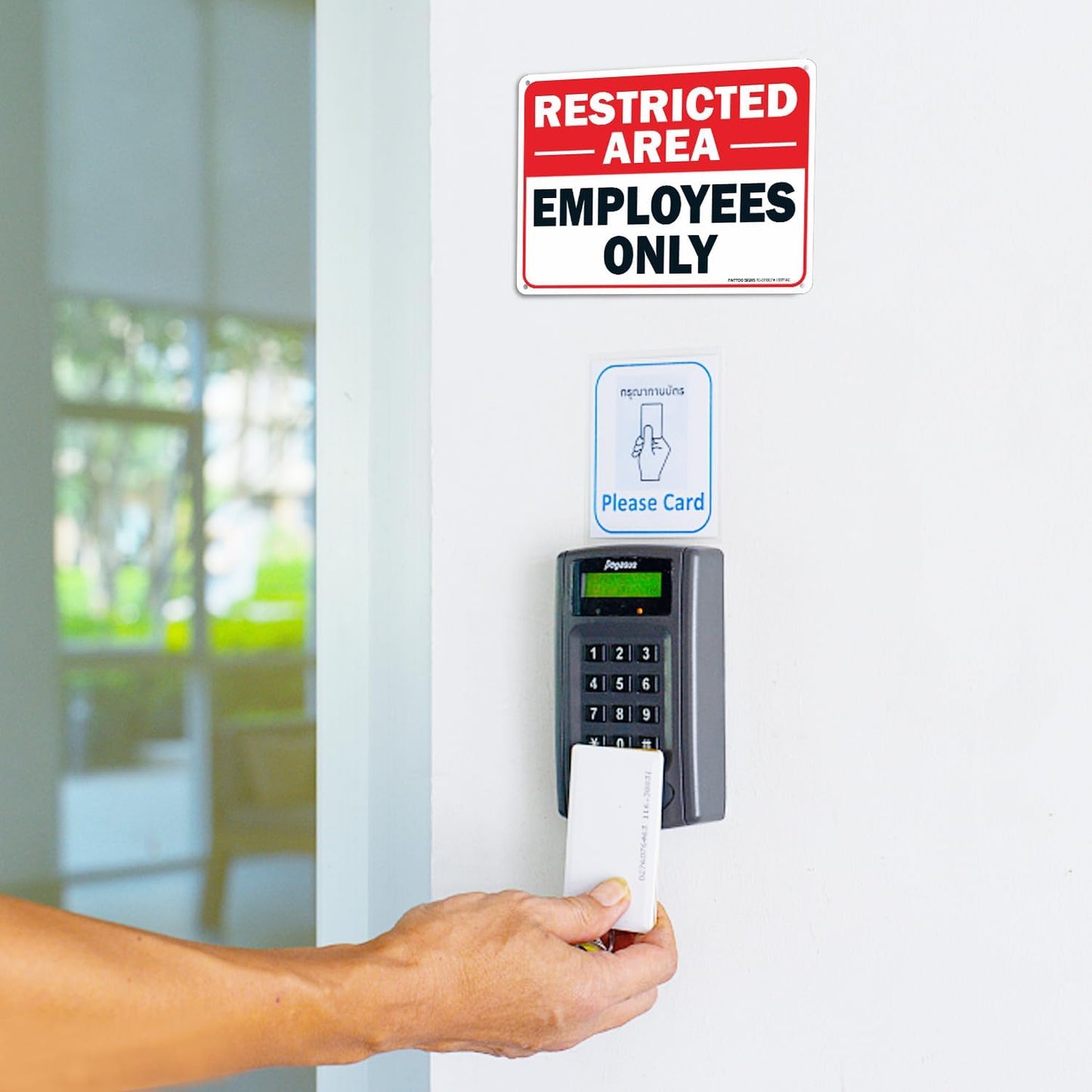 (2 pack) Faittoo Restricted Area Employees Only Sign, 10 x 7 Inches .40 Rust Free Aluminum, UV Protected, Weather Resistant, Waterproof, Durable Ink，Easy to Mount