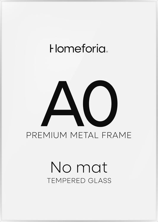 Homeforia A0 Poster Frame Silver, High End Metal A0 Large Picture Frame Silver with Mat A1 for Photo, 33.1x46.8 Frames Matted to 23.4x33.1 Print, 33.1 by 46.8 Frame, Tempered Glass, Wall Kit, Set of 1