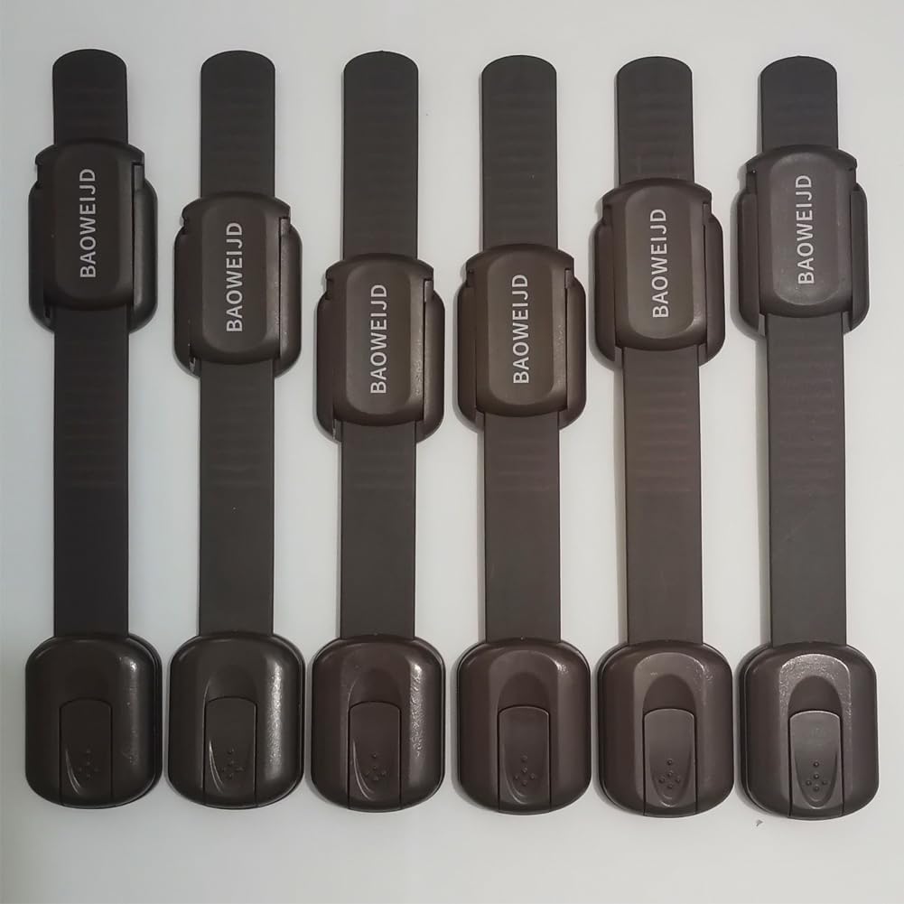 Child Safety Cabinet Locks for Baby Proof,Child Proof Safety Locks for Cabinets,Drawers,Cupboard,Oven,Fridge,8Packs Brown Locks,BAOWEIJD