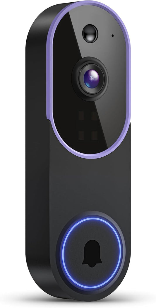 1080P Smart Video Doorbell Camera with Motion Detection, Night Vision, Cloud Storage, Two-Way Talk, Battery Powered, Home or Business Security, 2.4GHz Wi-Fi(Excluding Receiver)