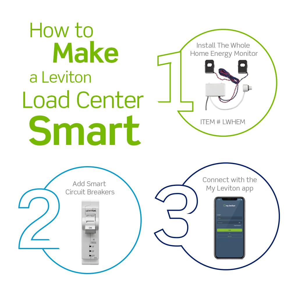 Leviton 2nd Gen Smart Circuit Breaker with Remote Control, Standard, 2-Pole 40 Amp, 120/240-Volt and 120/208-Volt, 10kA Interrupt Rating, LB240-ST