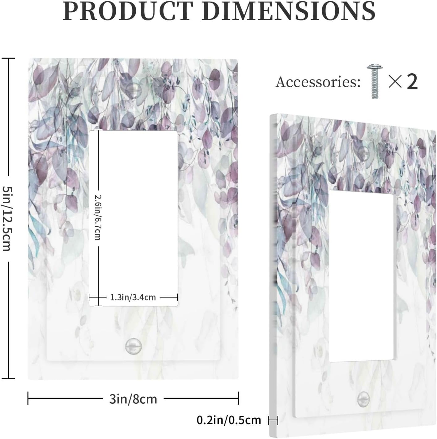 Hazy Leaves Ivy Nature Plants Eucalyptus Leave Decorative Outlet Covers 1 Gang Single Rocker Light Switch Cover Plate Wall Plates GFCI Faceplate for Bedroom Home Decor