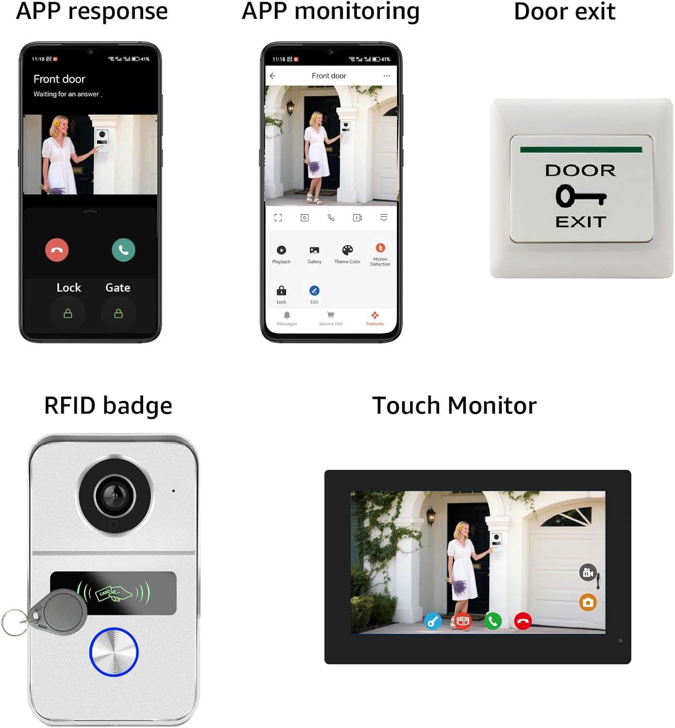 2 Wired Video Intercom System, 7 Inches Video Doorbell Camera with Monitor, Wired Video Door Phone HD Camera Kits Support tuya, Two Way Talk, Video Recording, Remote Unlock for Smart Home
