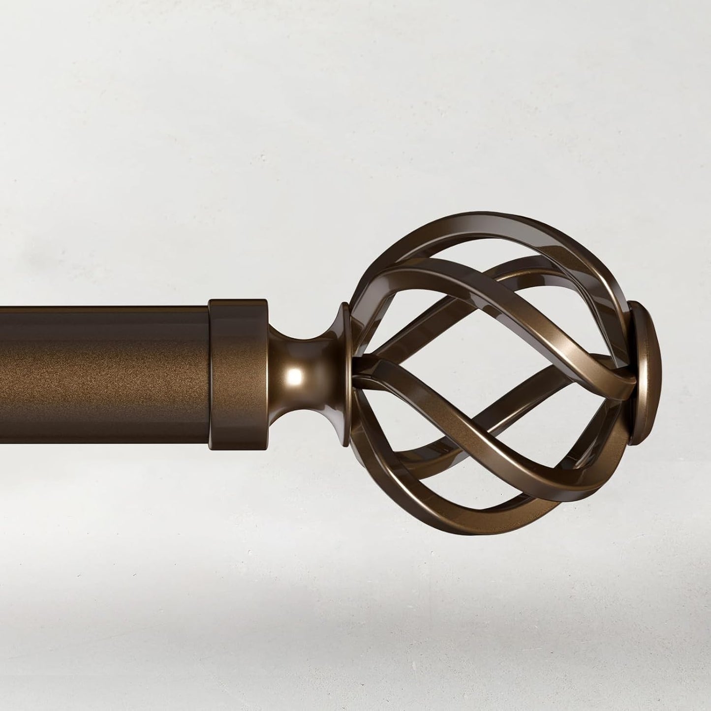Curtain Rods for Windows 48 to 84, 1 Inch Adjustable Decorative Bronze Curtain Rod with Twisted Cage End, Modern Heavy Duty Drapery Rods for Bedroom, Telescoping Splicing Structure, Size 32"-90"