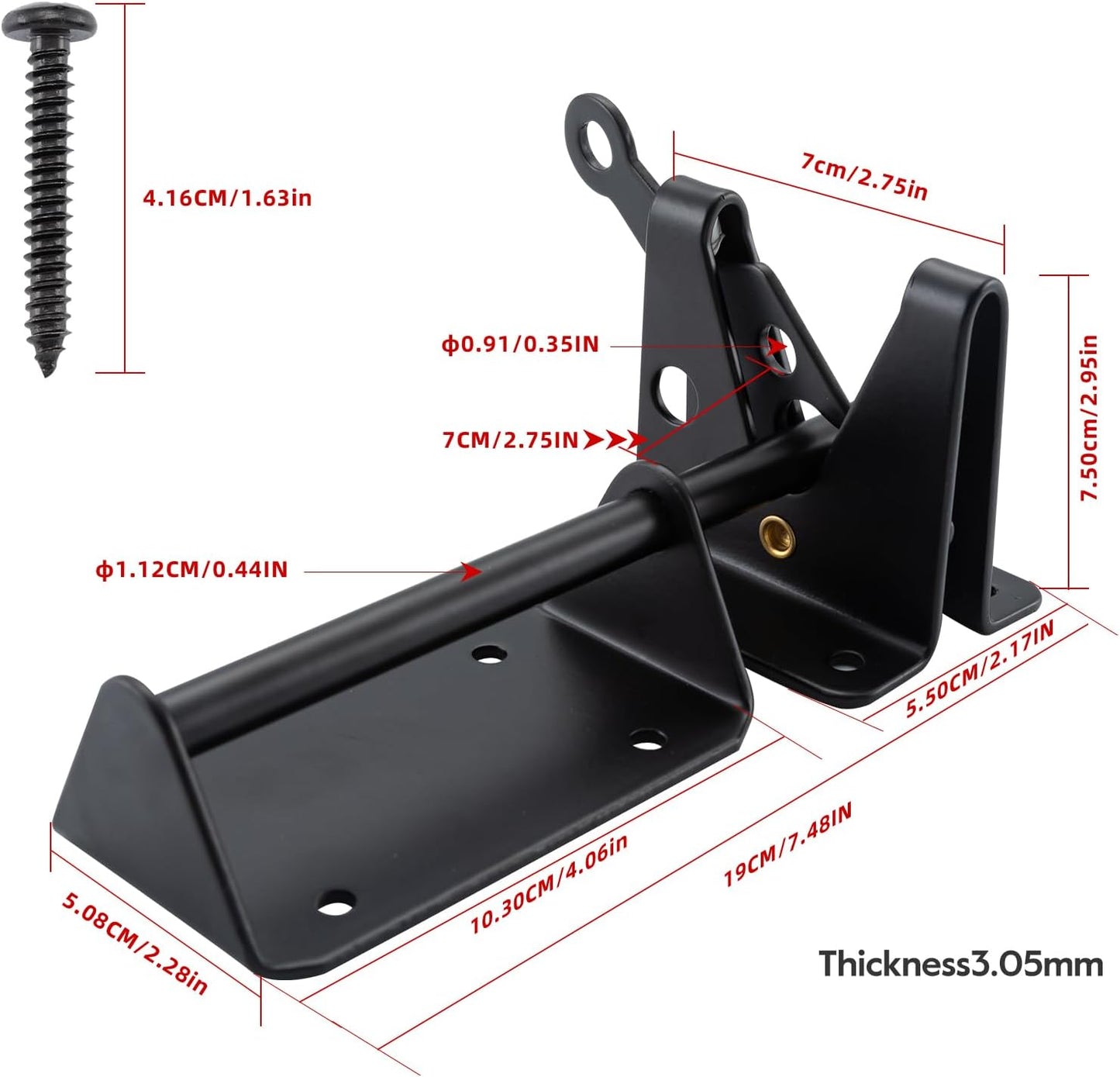 HOME MASTER HARDWARE Heavy Duty Automatic Gate Latch for Wooden Fence, 7-1/2" Black Self Locking Door Latches, Security Latches Hardware for Wood Gates, Vinyl Fence, Garden and Metal Gates