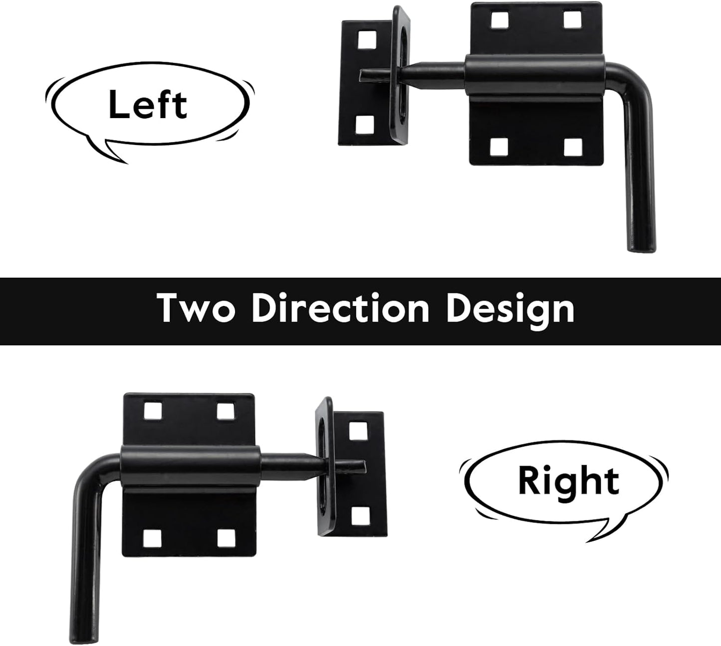 HOME MASTER HARDWARE Heavy Duty Slide Bolt Gate Latch, Sliding Bolt Door Latch Gate Lock Hardware with Padlock Hole, 2 in 1 Barrel Bolt Latch for Wooden Fence/Shed Door/Yard Door/Barn Door, Black