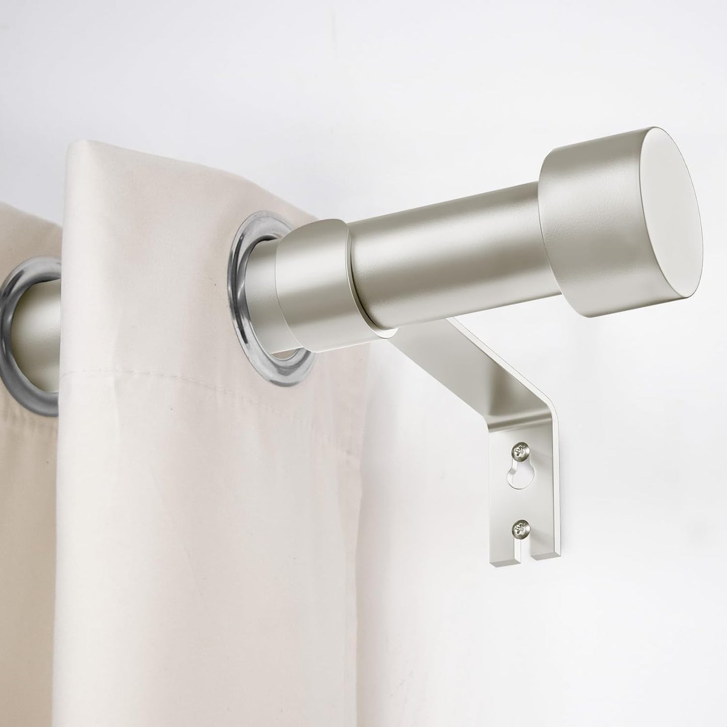 2 Pack Curtain Rods for Windows 66 to 120 Inch(5.5-10ft), 1 Inch Brushed Nickel Curtain Rods Set, Adjustable Extra Long Curtain Rod, Heavy Duty Outdoor Drapery Rods for Patio, Size 32"- 120"