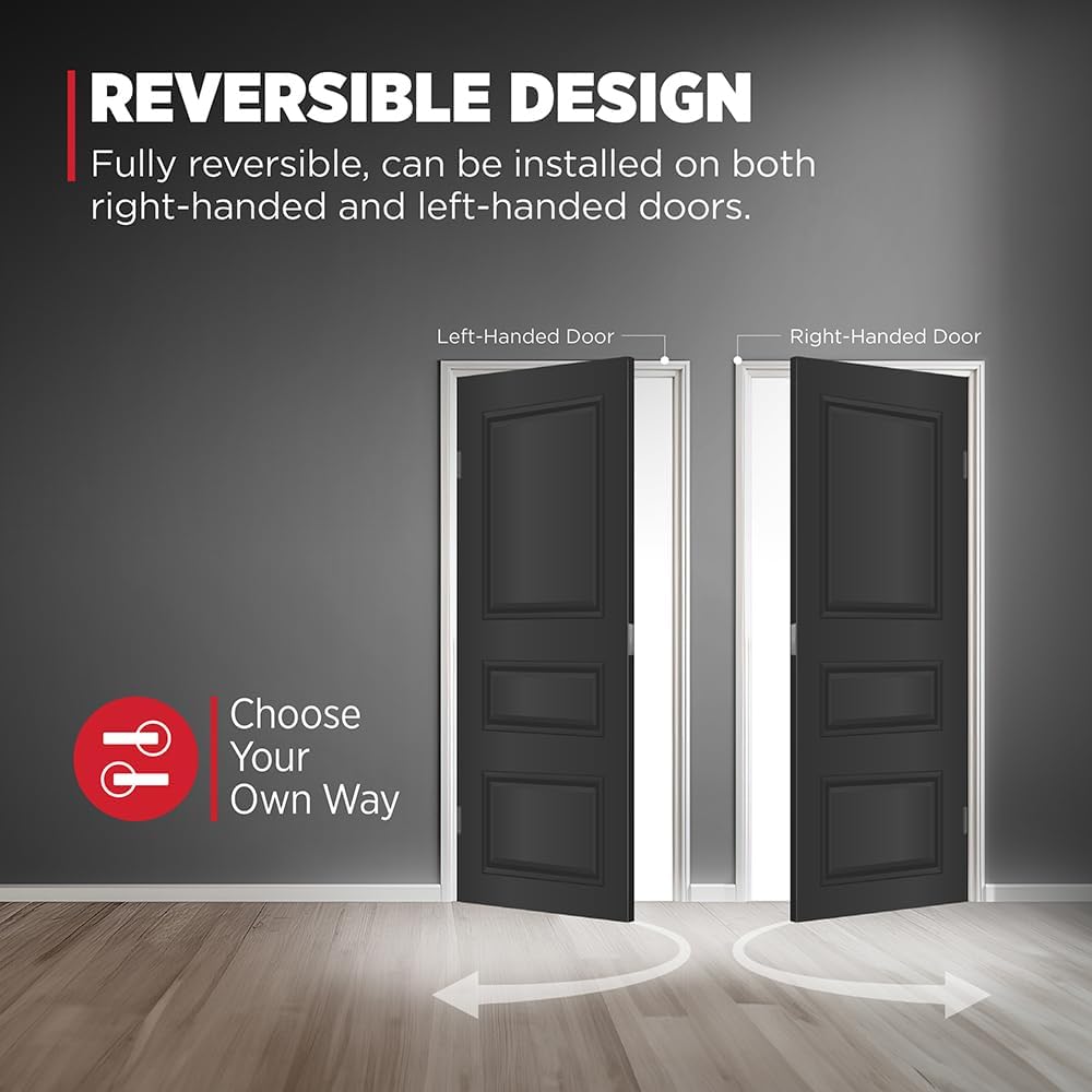 Kwikset Halifax Dummy Door Handle, Single Sided Round Lever for Closets, French Double Doors, and Pantry, Matte Black Non-Turning Reversible Interior Push/Pull Lever, with Microban Protection