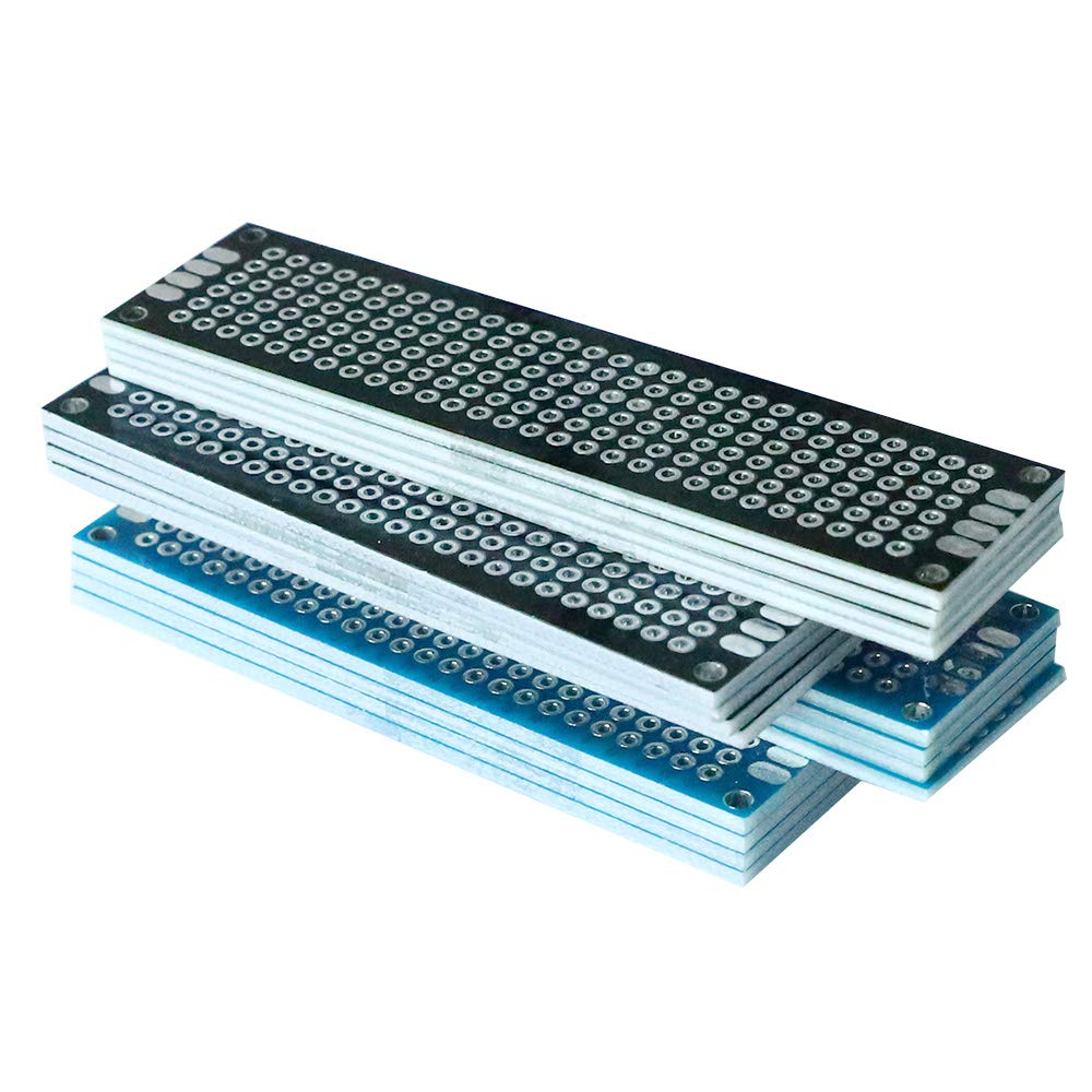 24 Pcs(3x7cm) Double Sided PCB Board Prototype Kit Soldering 2 Colour Universal Printed Circuit Board for DIY Soldering and Electronic Project