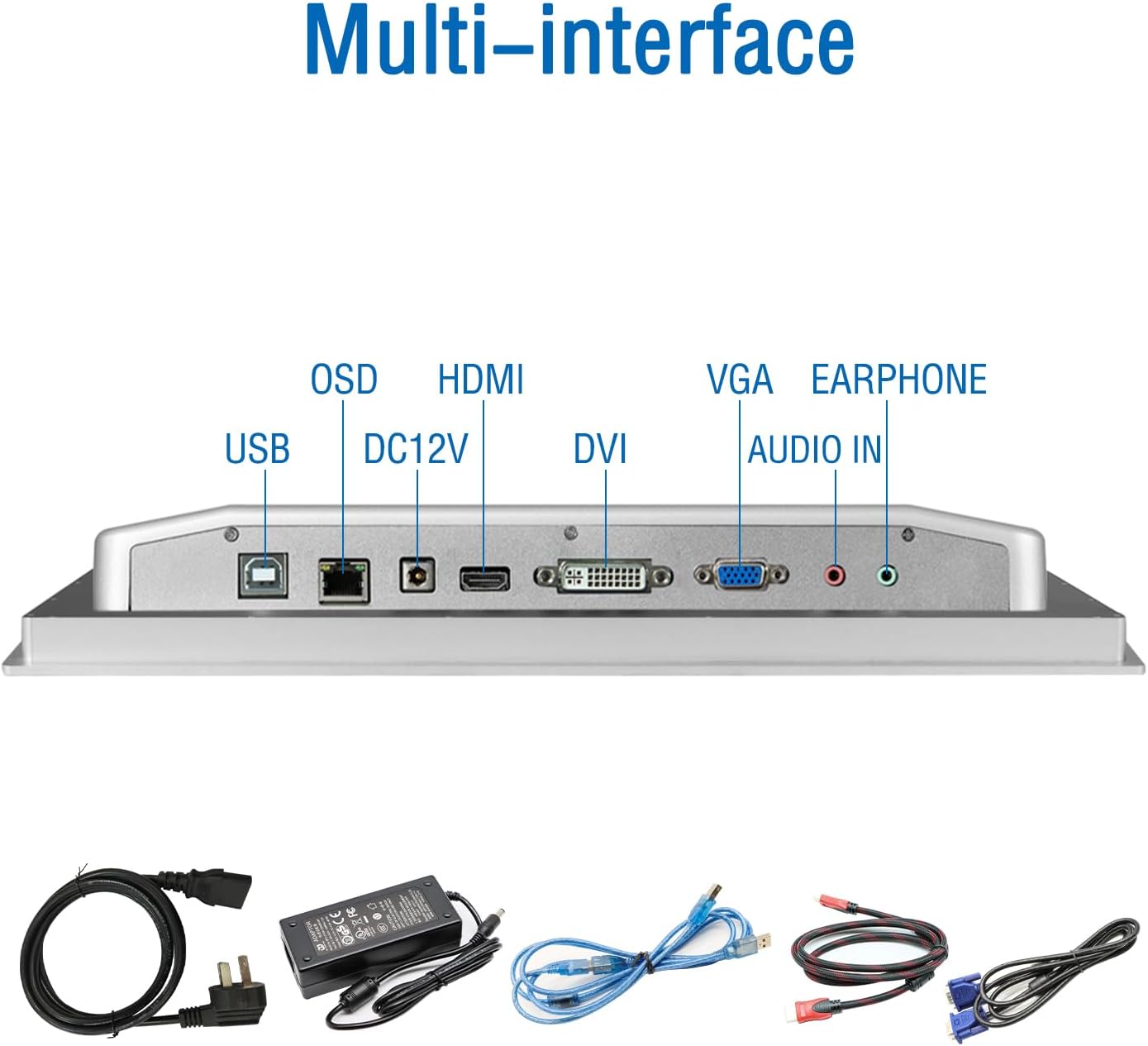 GreenTouch 15 Inch Industrial Display Pure Aluminum 10-Point Capacitive Touch Screen Monitor - HDMI/VGA/DVI Interface - 1024x768