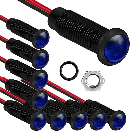 10pcs LED Plastic Indicator Pilot Light 110VAC Mounting Hole Size 6mm(Blue)